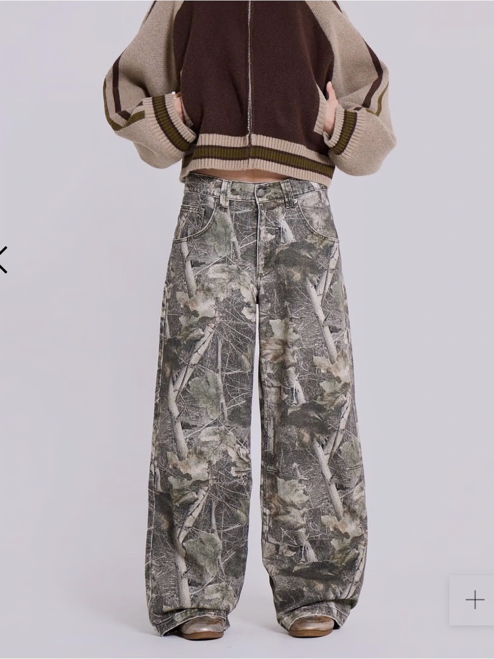 Jaded London Woodland Camo Colossus Baggy Jeans, size 34